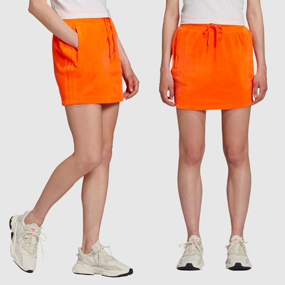 ADIDAS X JEREMY SCOTT Velour Signal Orange Skirt Sz XS - Picture 1 of 10